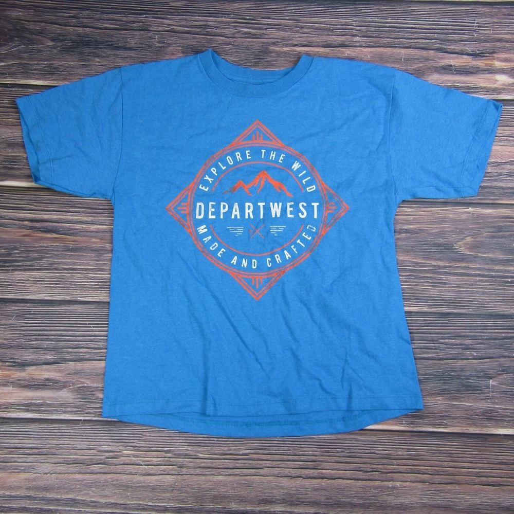 Depart West Womens Medium Blue Short‎ Sleeve Tee T Shirt Hiking Camping